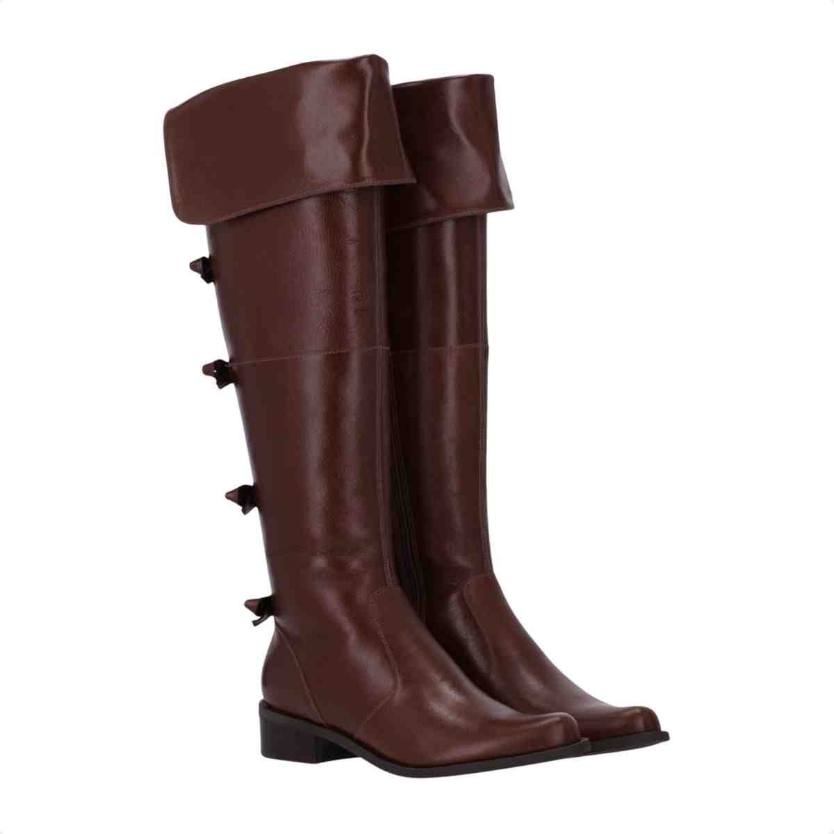 Bota Cano Alto Feminino Over The Knee Luz Da Lua Trufa Marrom 3