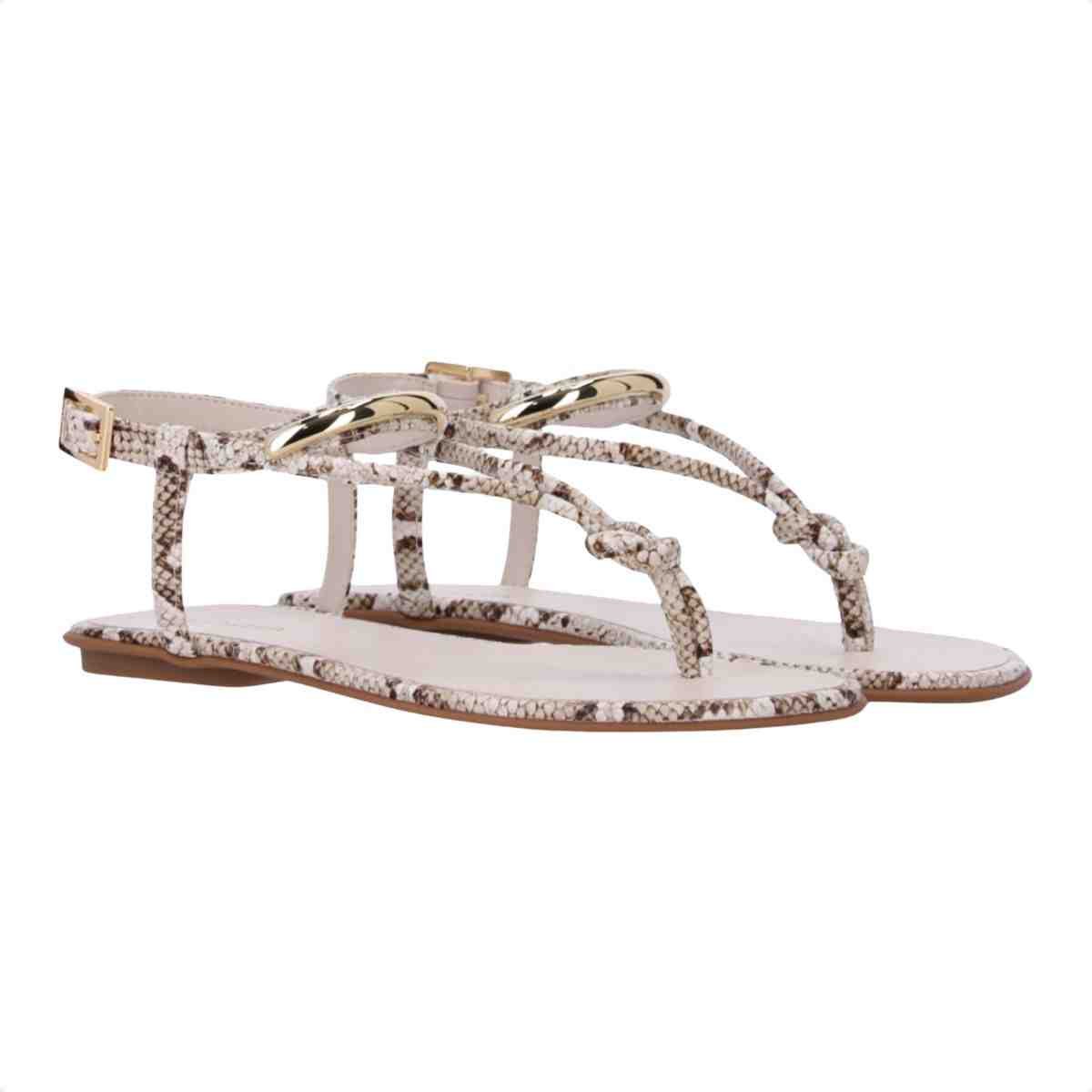 Sandalia Rasteira Feminina Luz Da Lua Snake Panna Animal Print 2