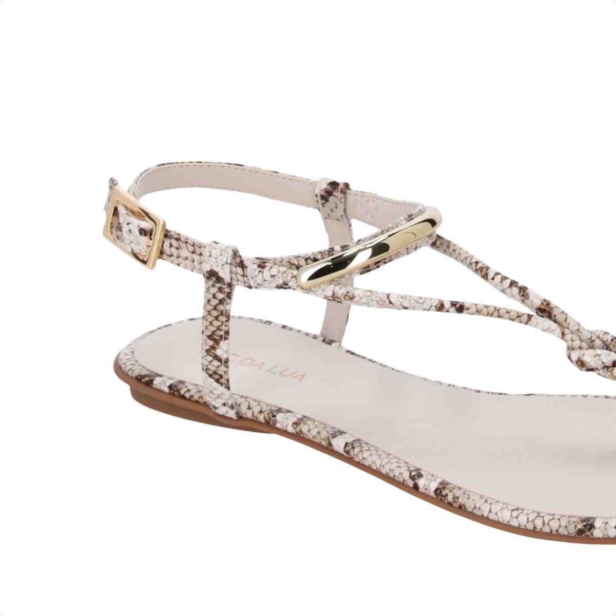 Sandalia Rasteira Feminina Luz Da Lua Snake Panna Animal Print 3