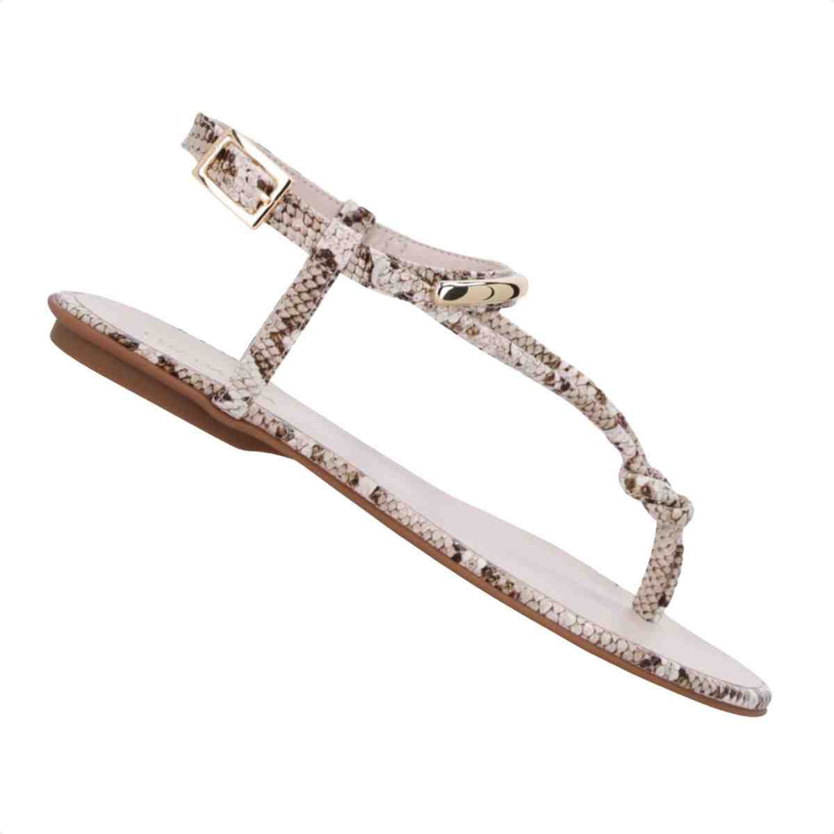 Sandalia Rasteira Feminina Luz Da Lua Snake Panna Animal Print 5