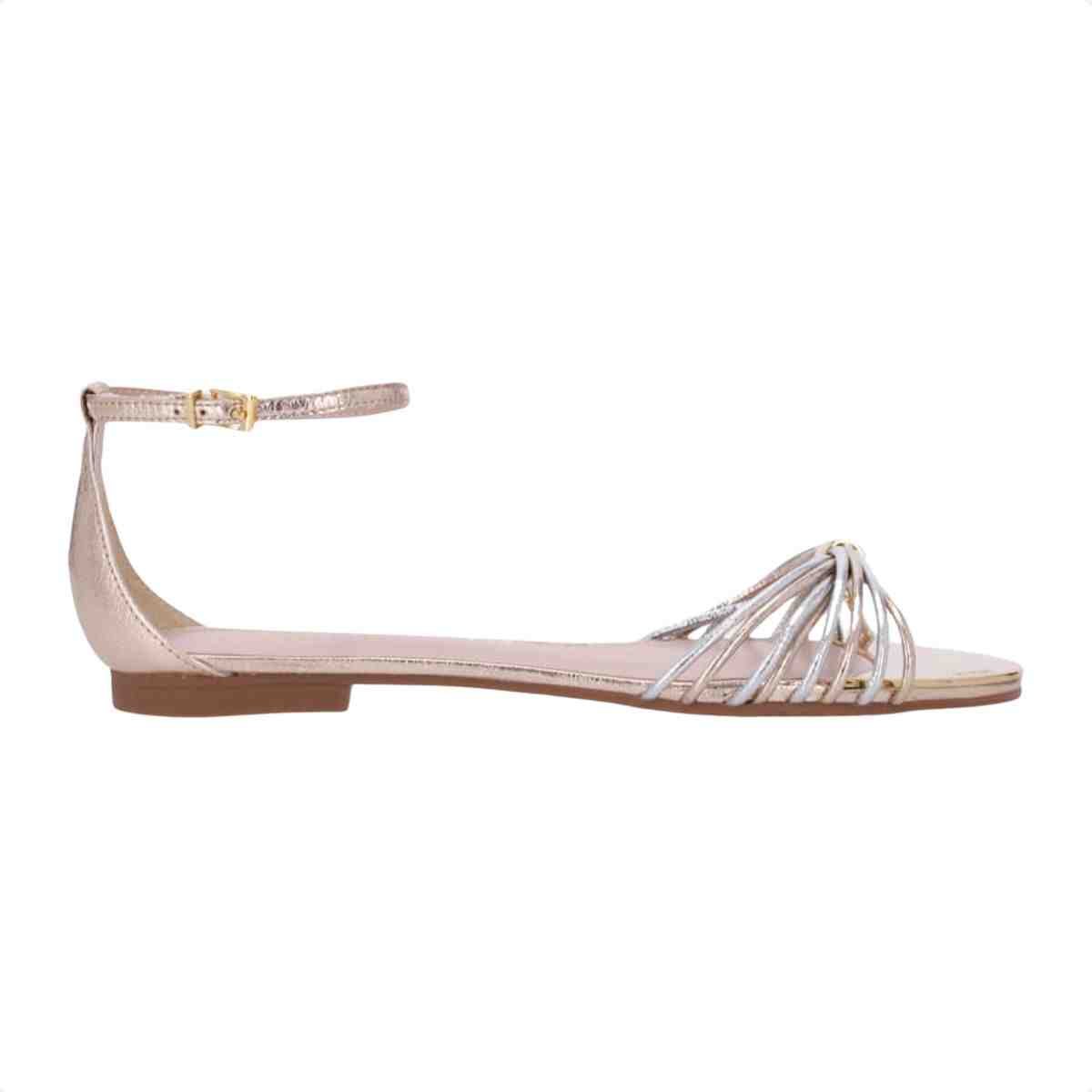 Sandalia Rasteira Feminino Luz Da Lua Venus Ouro E Prata