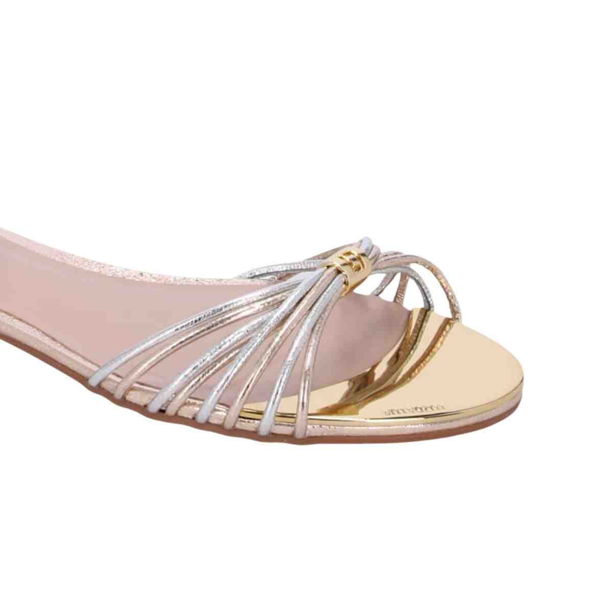 Sandalia Rasteira Feminino Luz Da Lua Venus Ouro E Prata Dourado/Prata 4