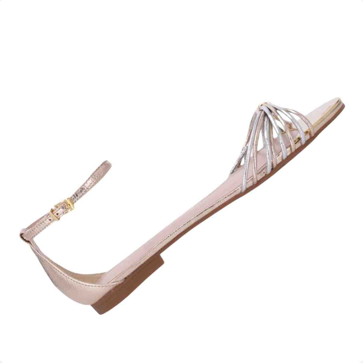 Sandalia Rasteira Feminino Luz Da Lua Venus Ouro E Prata Dourado/Prata 6