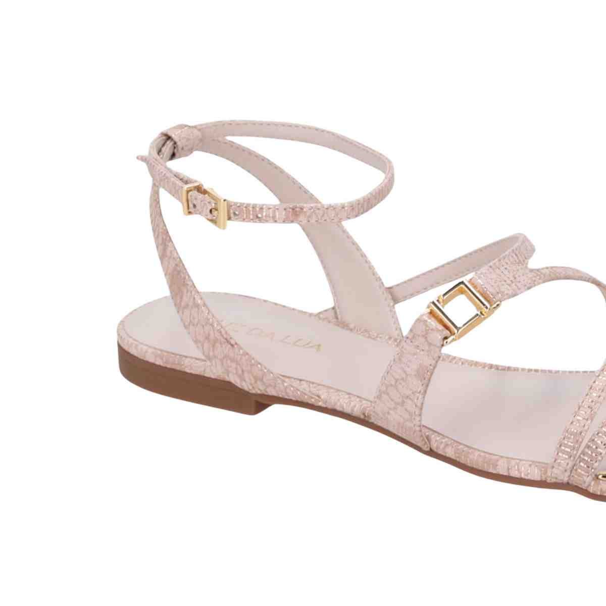 Sandalia Rasteira Feminino Luz Da Lua Snake Ouro Bege 4