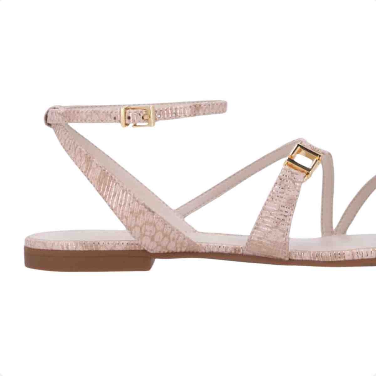 Sandalia Rasteira Feminino Luz Da Lua Snake Ouro Bege 7