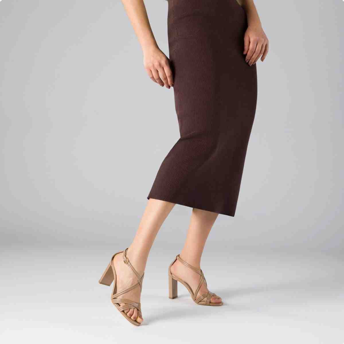 Sandalia Salto Alto Feminino Grosso Luz Da Lua Verona Mousse Marrom 2