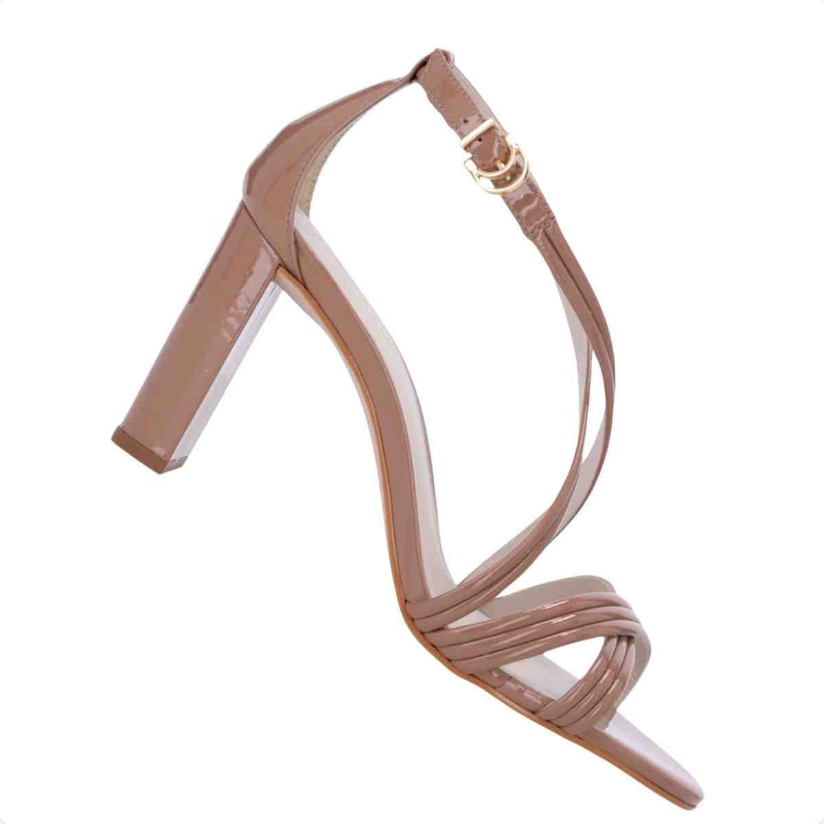 Sandalia Salto Alto Feminino Grosso Luz Da Lua Verona Mousse Marrom 6