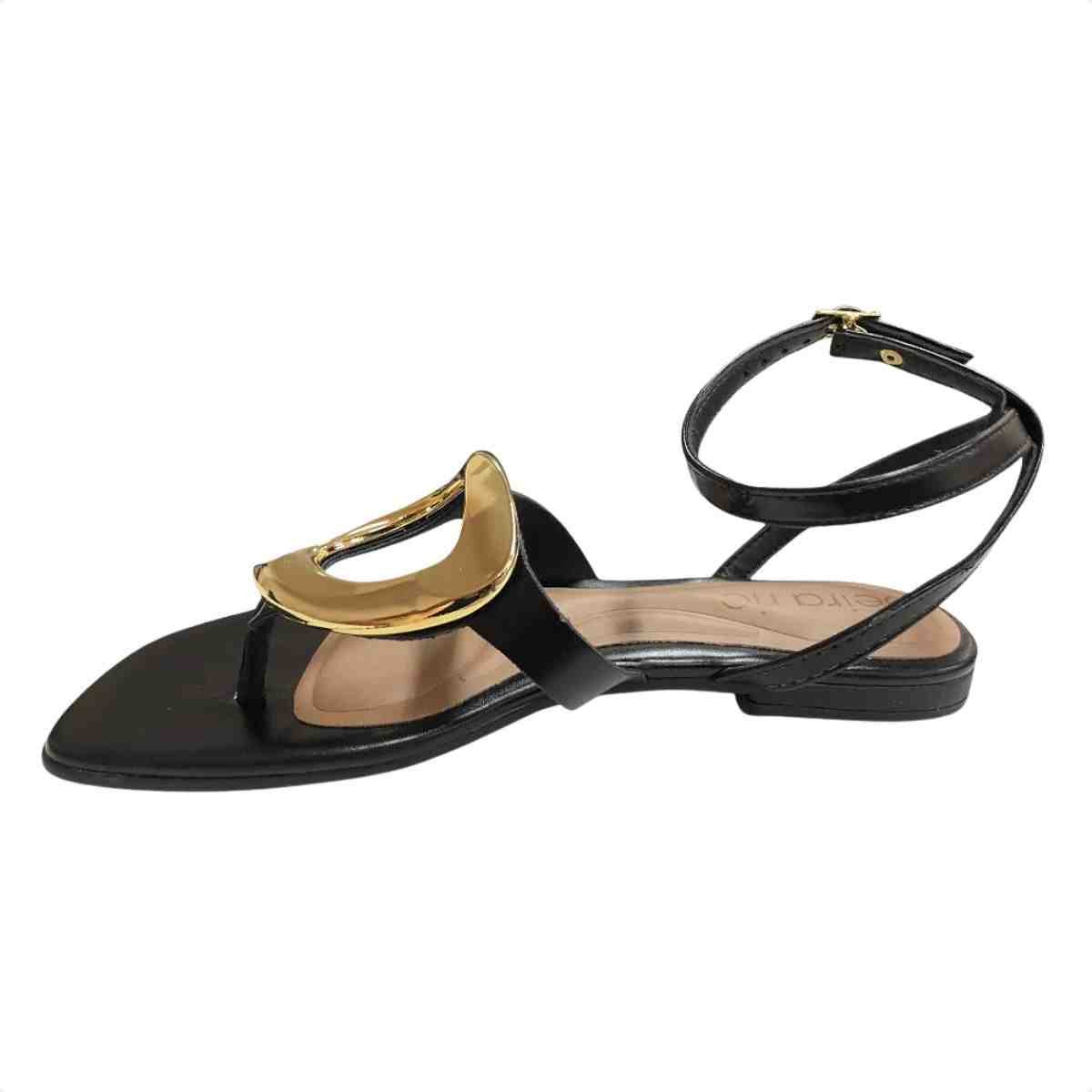 Sandália Feminina Rasteira Beira Rio Preta Preto 4