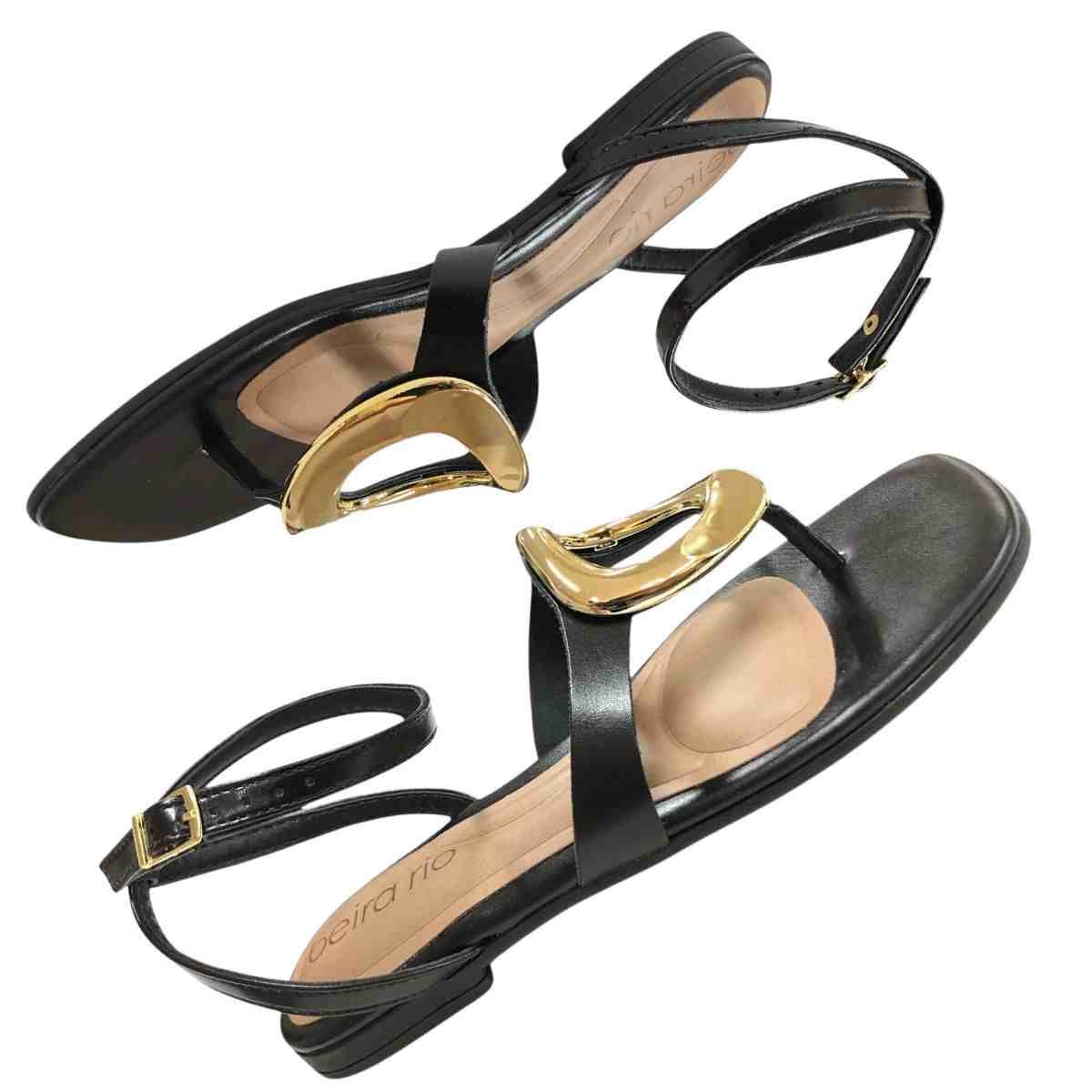 Sandália Feminina Rasteira Beira Rio Preta Preto 5