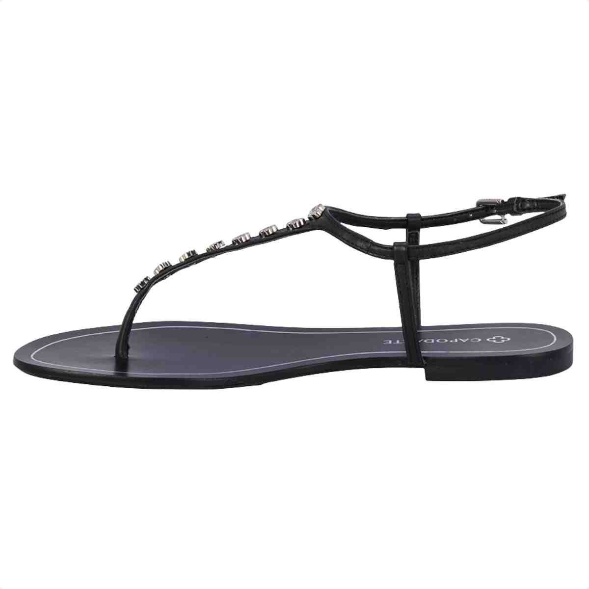 Sandália Feminina Rasteira Capodarte Preta Preto 4