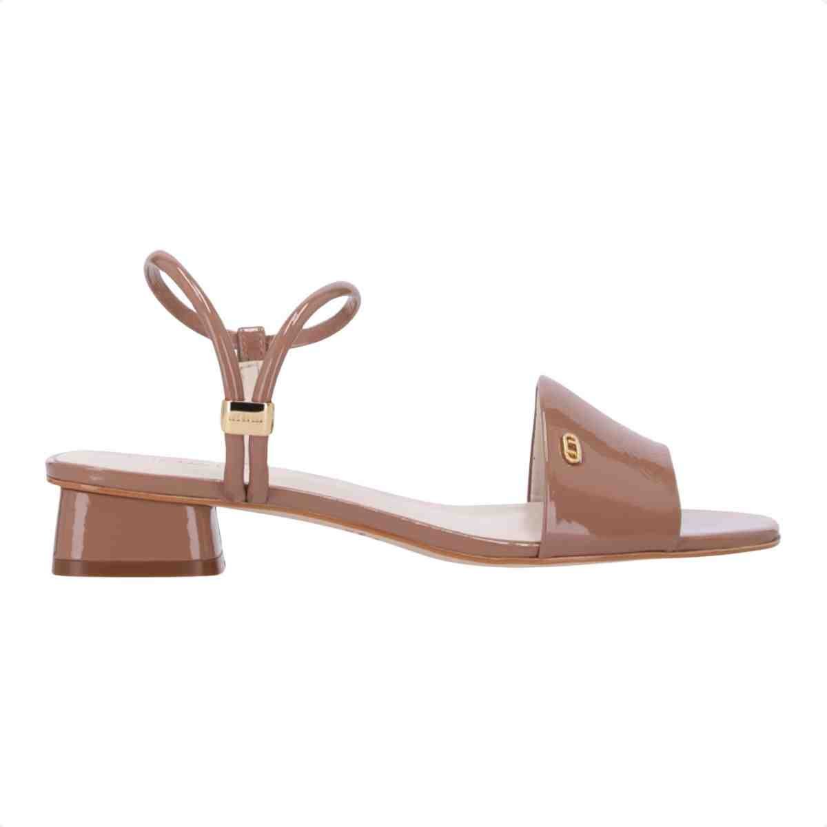 Sandalia Salto Médio Feminino Grosso Luz Da Lua Verona Mousse