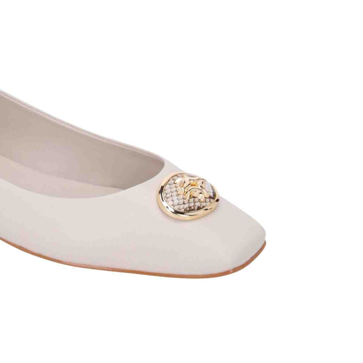 Sapatilha Bico Quadrado Feminino Luz Da Lua Snake Panna Branco 4