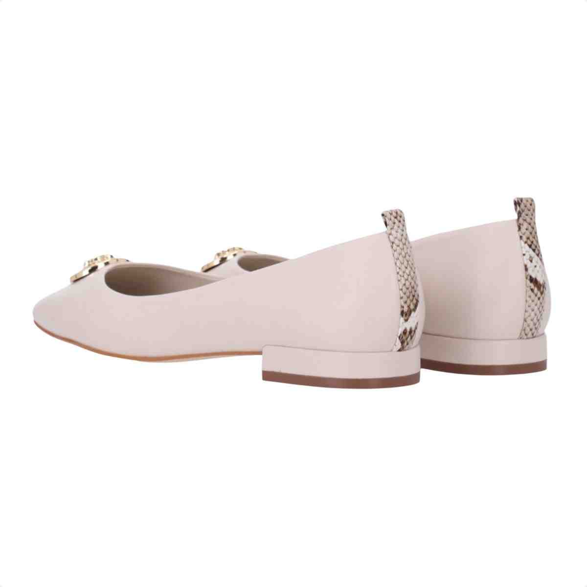 Sapatilha Bico Quadrado Feminino Luz Da Lua Snake Panna Branco 5