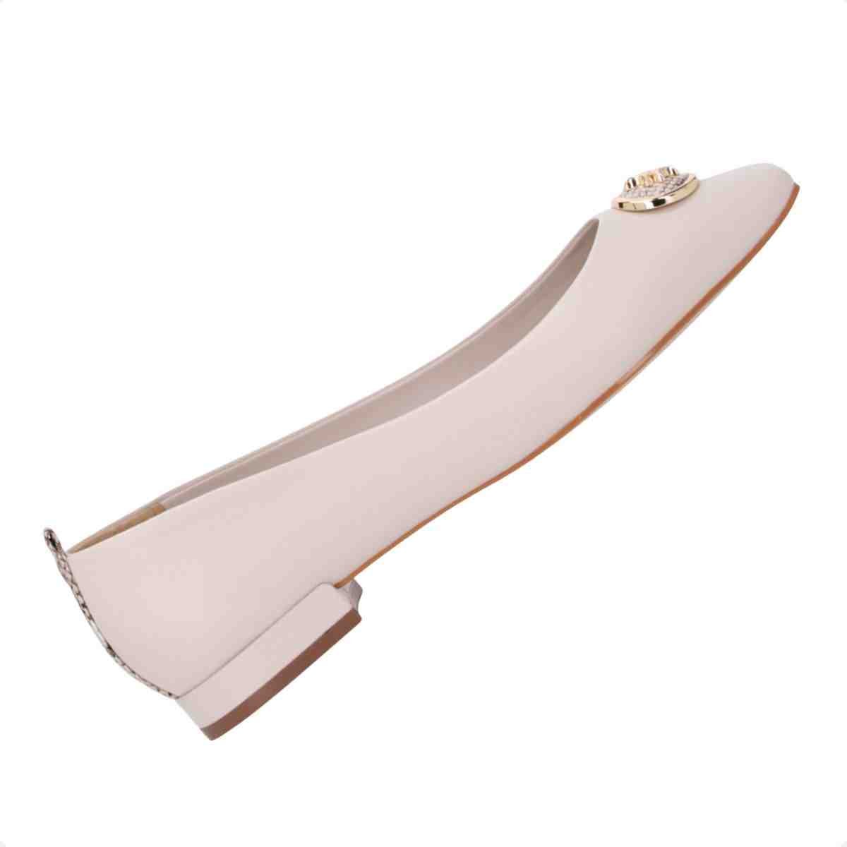 Sapatilha Bico Quadrado Feminino Luz Da Lua Snake Panna Branco 6