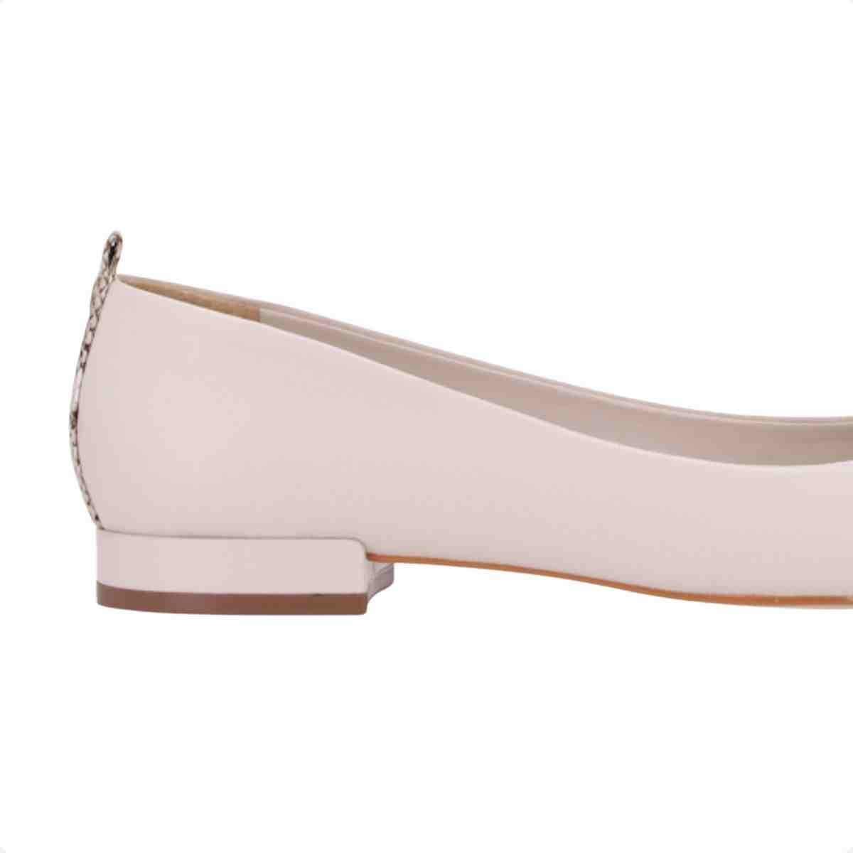 Sapatilha Bico Quadrado Feminino Luz Da Lua Snake Panna Branco 7