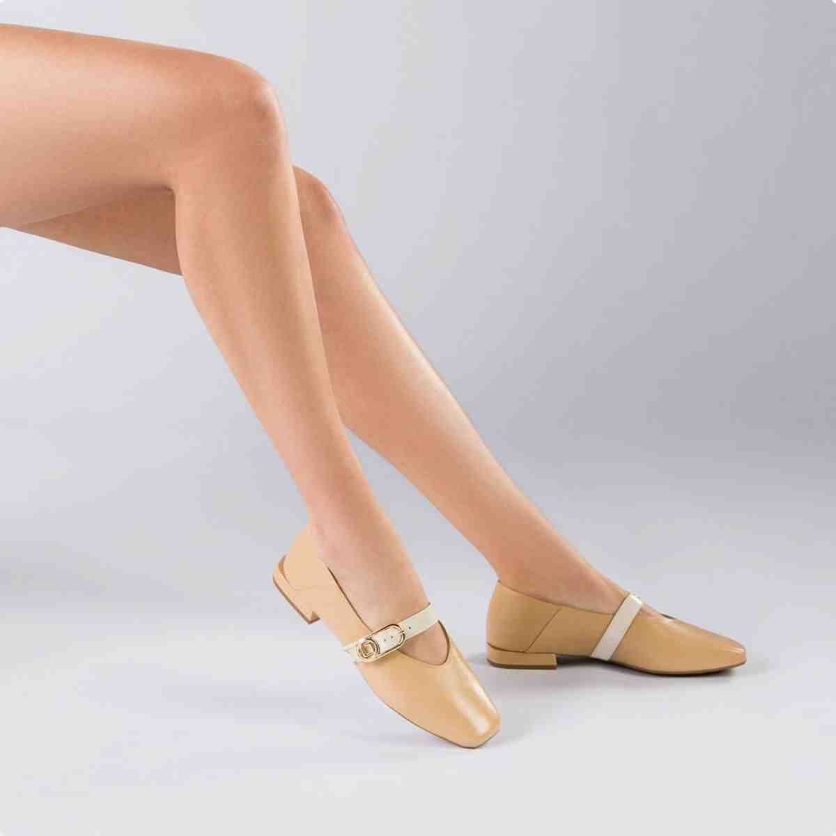 Sapatilha Bico Quadrado Feminino Luz Da Lua Atacama Panna Bege 2