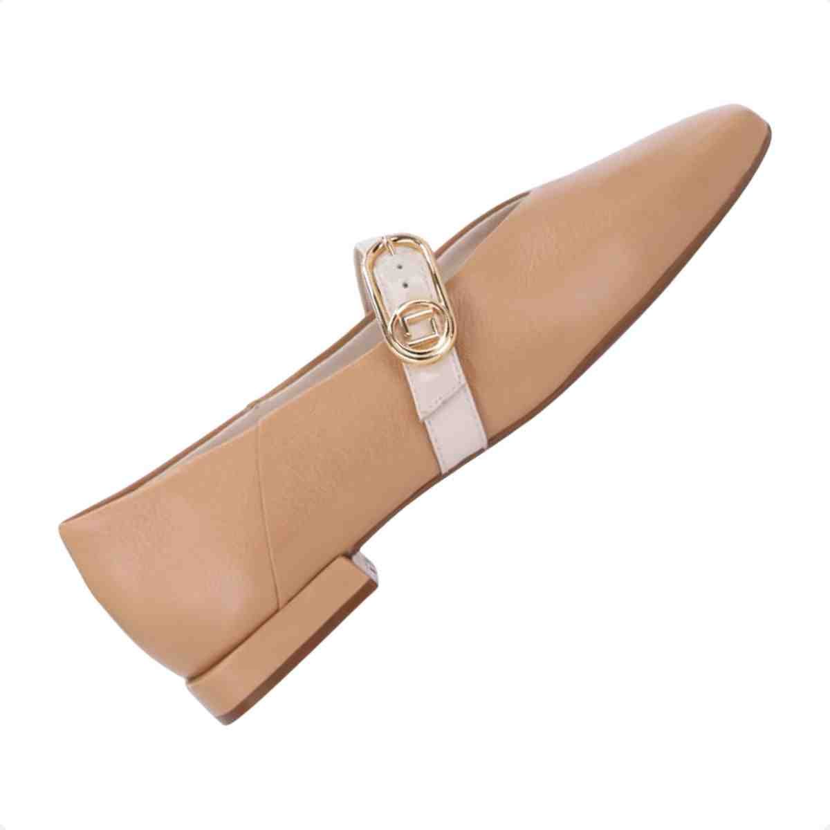 Sapatilha Bico Quadrado Feminino Luz Da Lua Atacama Panna Bege 6