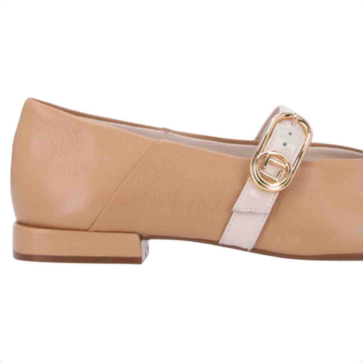 Sapatilha Bico Quadrado Feminino Luz Da Lua Atacama Panna Bege 7