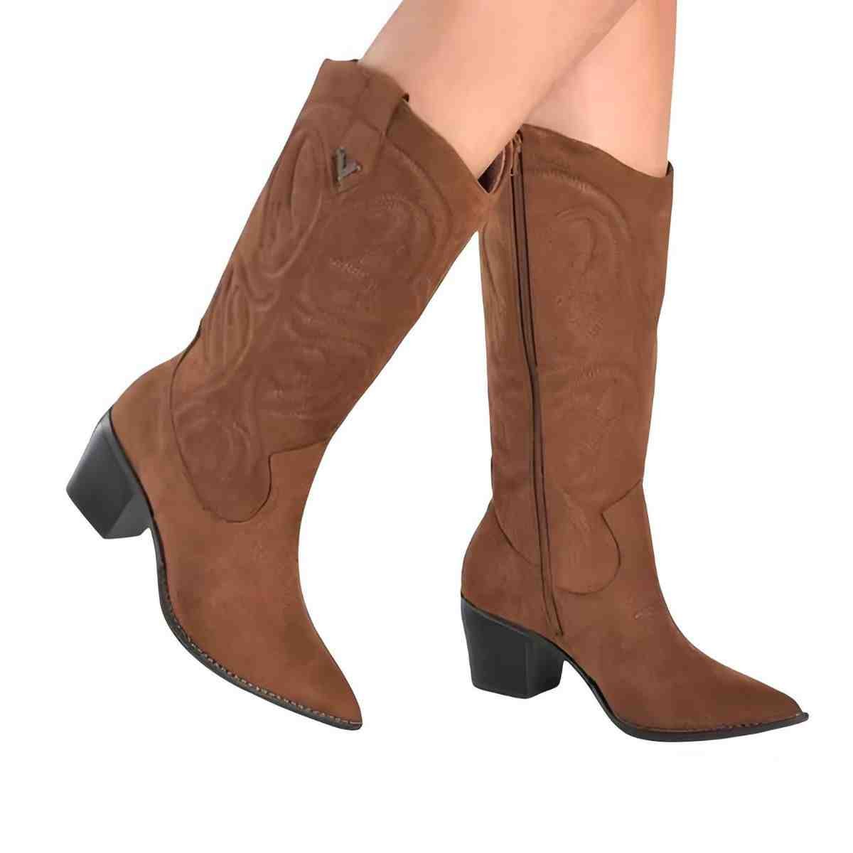 Bota Feminina Country Via Marte Marrom Marrom 3