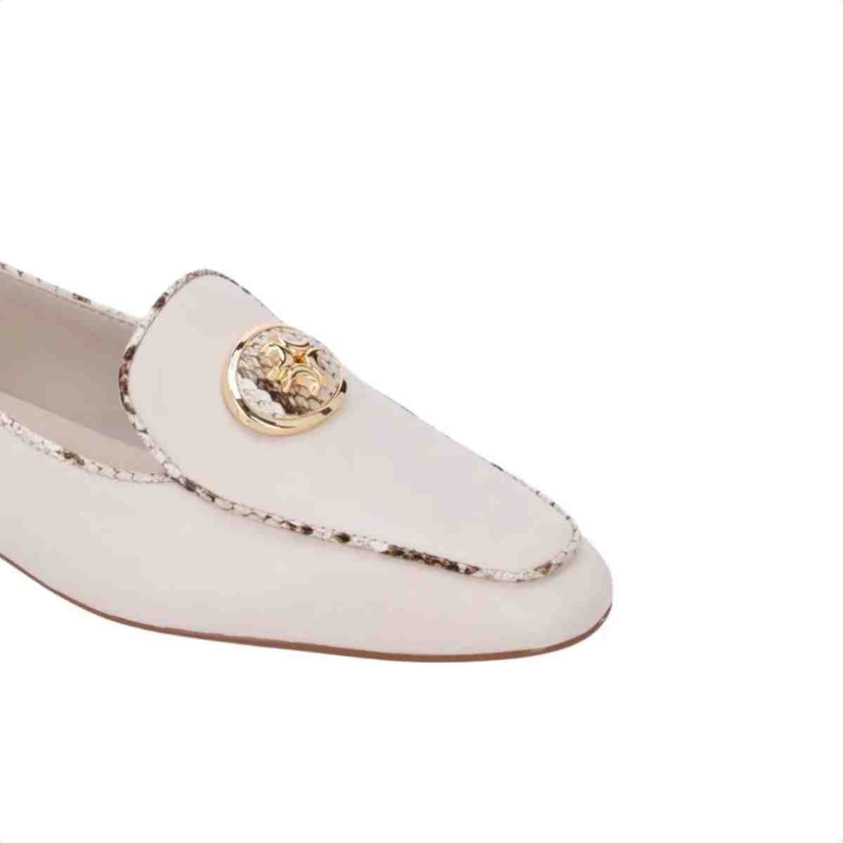 Sapatilha Bico Redondo Feminino Luz Da Lua Snake Panna Branco 3