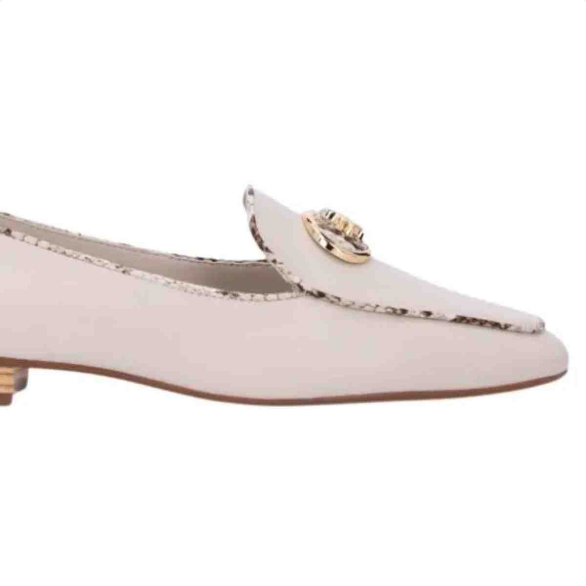 Sapatilha Bico Redondo Feminino Luz Da Lua Snake Panna Branco 6