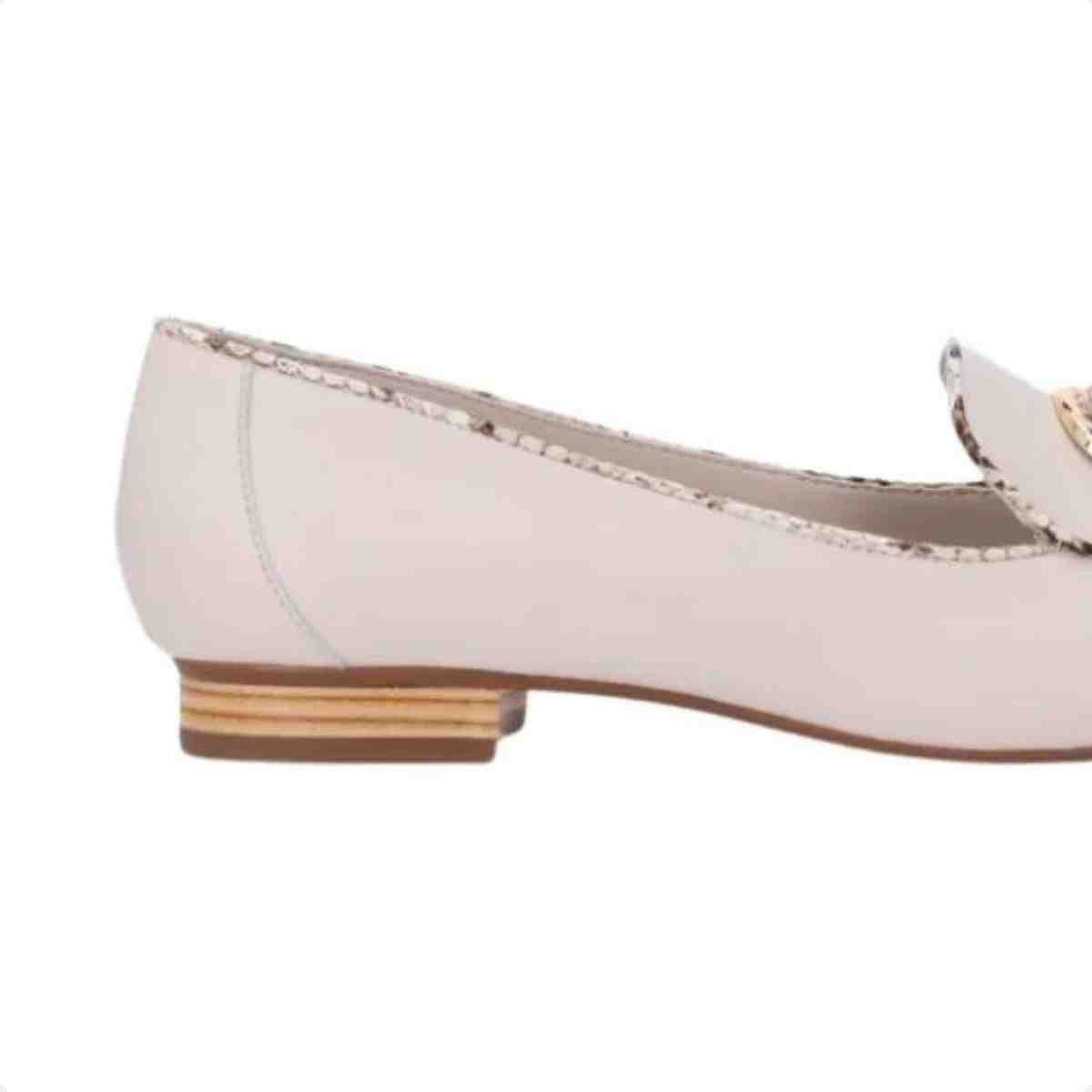 Sapatilha Bico Redondo Feminino Luz Da Lua Snake Panna Branco 7