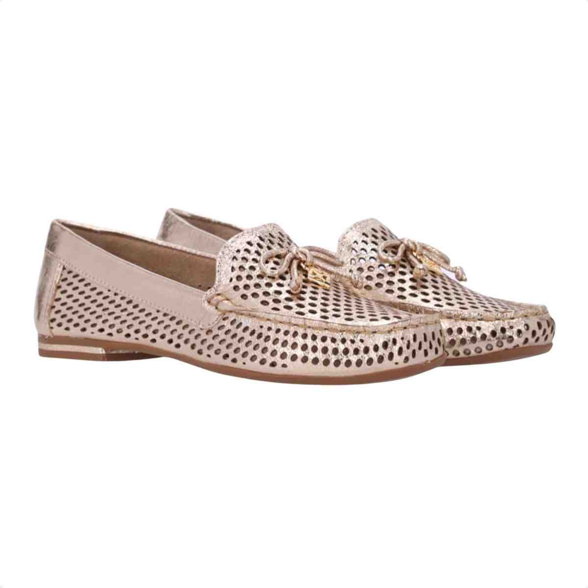 Sapato Mocassim Feminino Luz Da Lua Toscana Ouro Dourado 2