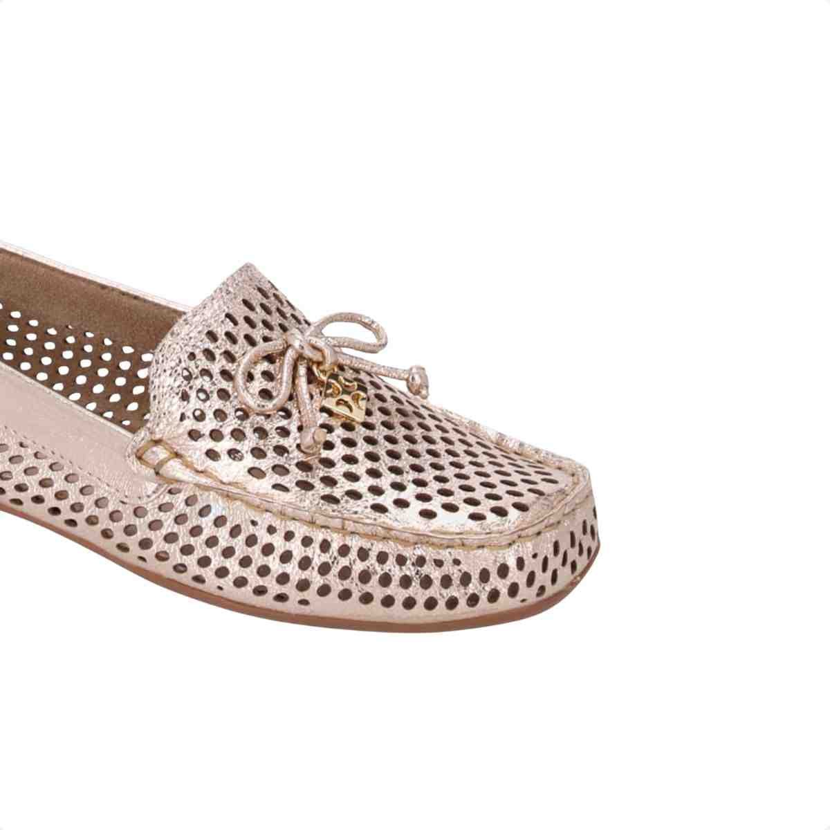 Sapato Mocassim Feminino Luz Da Lua Toscana Ouro Dourado 3