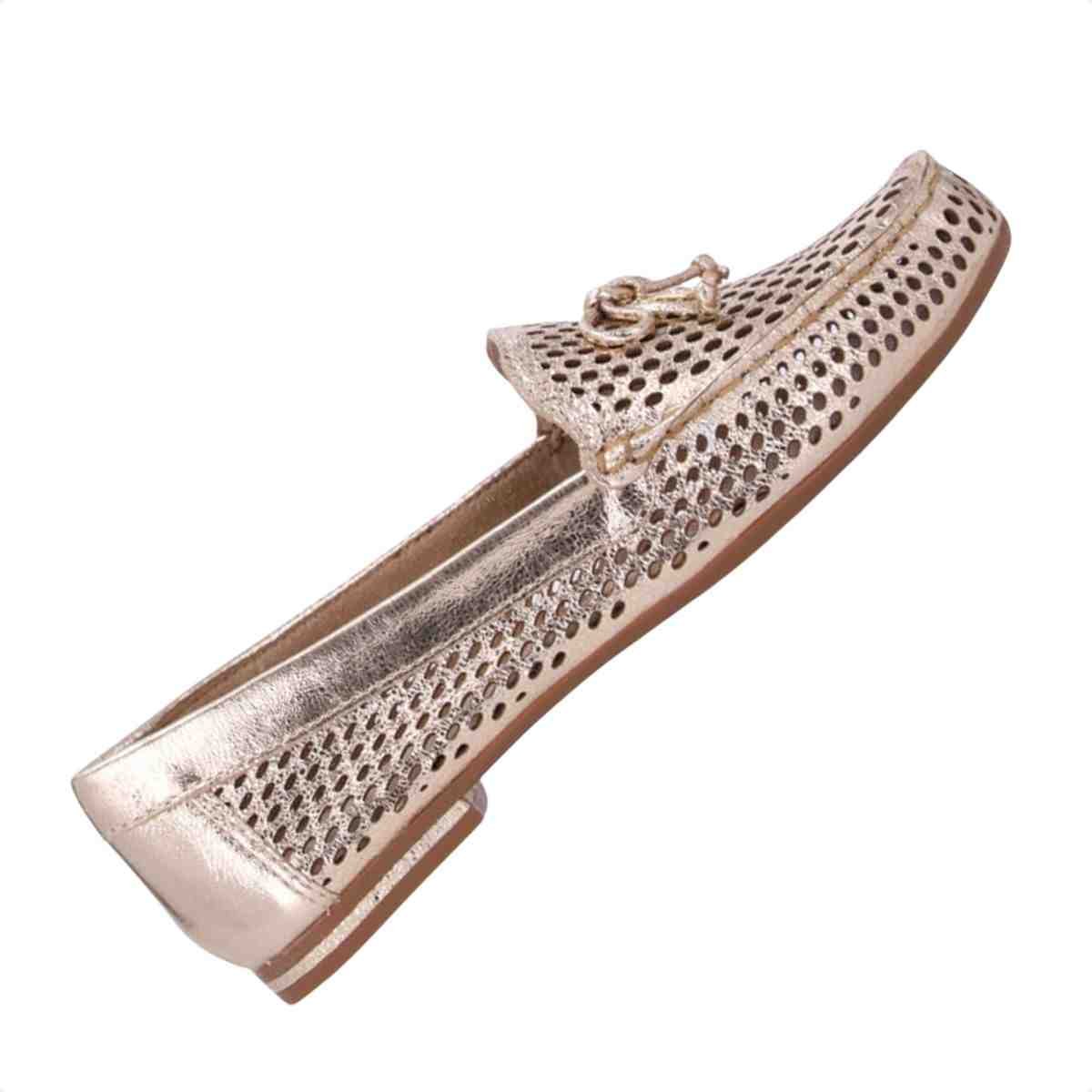 Sapato Mocassim Feminino Luz Da Lua Toscana Ouro Dourado 5
