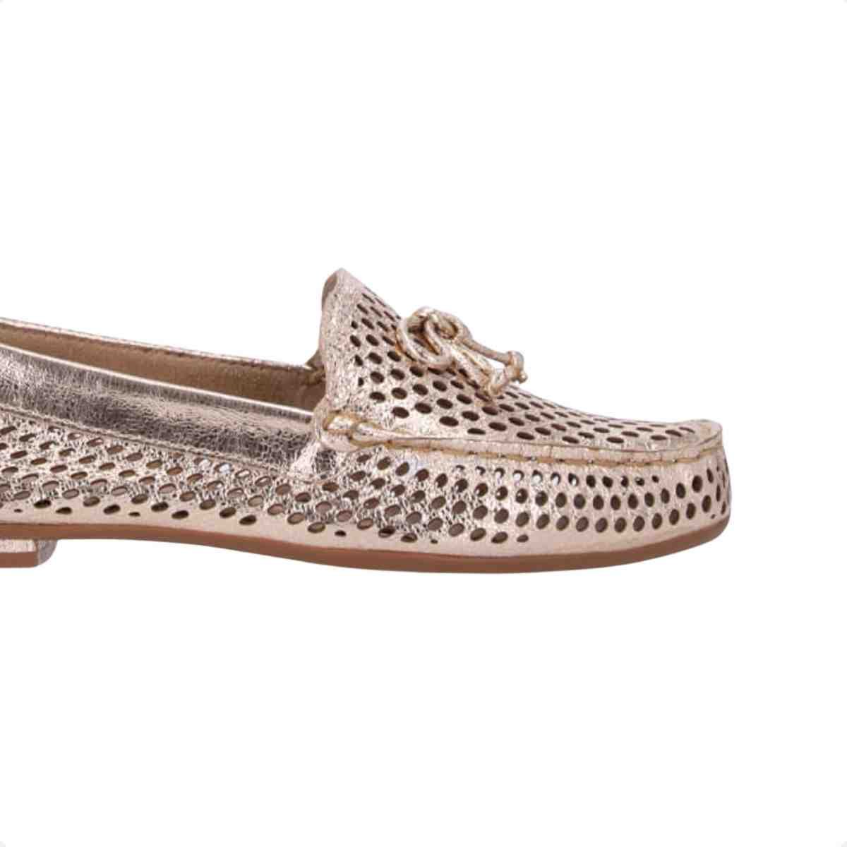 Sapato Mocassim Feminino Luz Da Lua Toscana Ouro Dourado 7