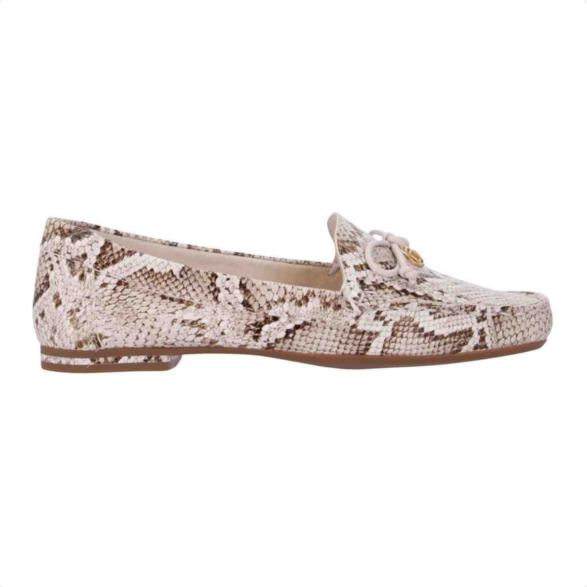 Sapato Mocassim Feminino Luz Da Lua Snake Panna