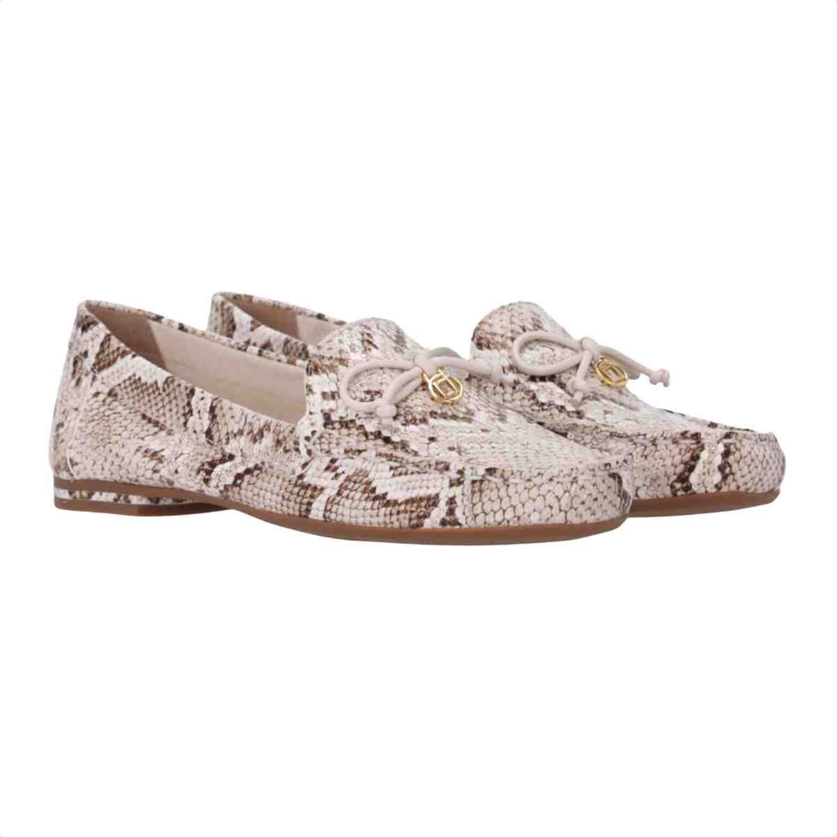Sapato Mocassim Feminino Luz Da Lua Snake Panna Animal Print 3