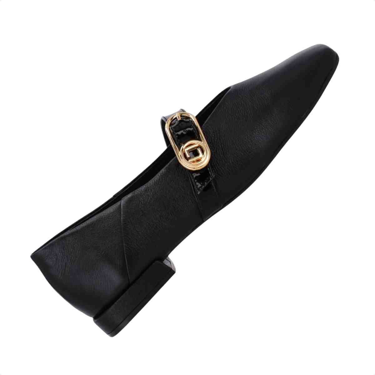 Sapatilha Bico Quadrado Feminino Luz Da Lua Saara Verona Preto Preto 5