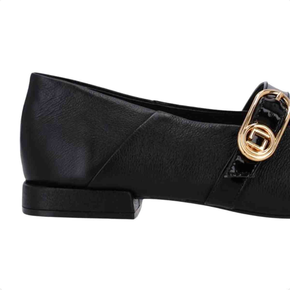 Sapatilha Bico Quadrado Feminino Luz Da Lua Saara Verona Preto Preto 7