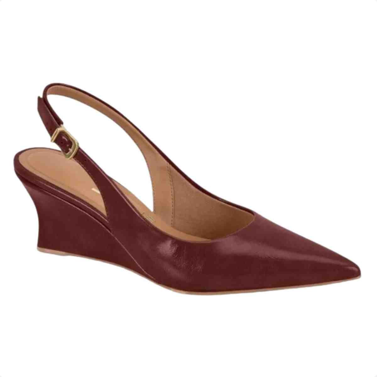 Sapato Feminino Slingback Anabela Vizzano Carmim Marrom 3