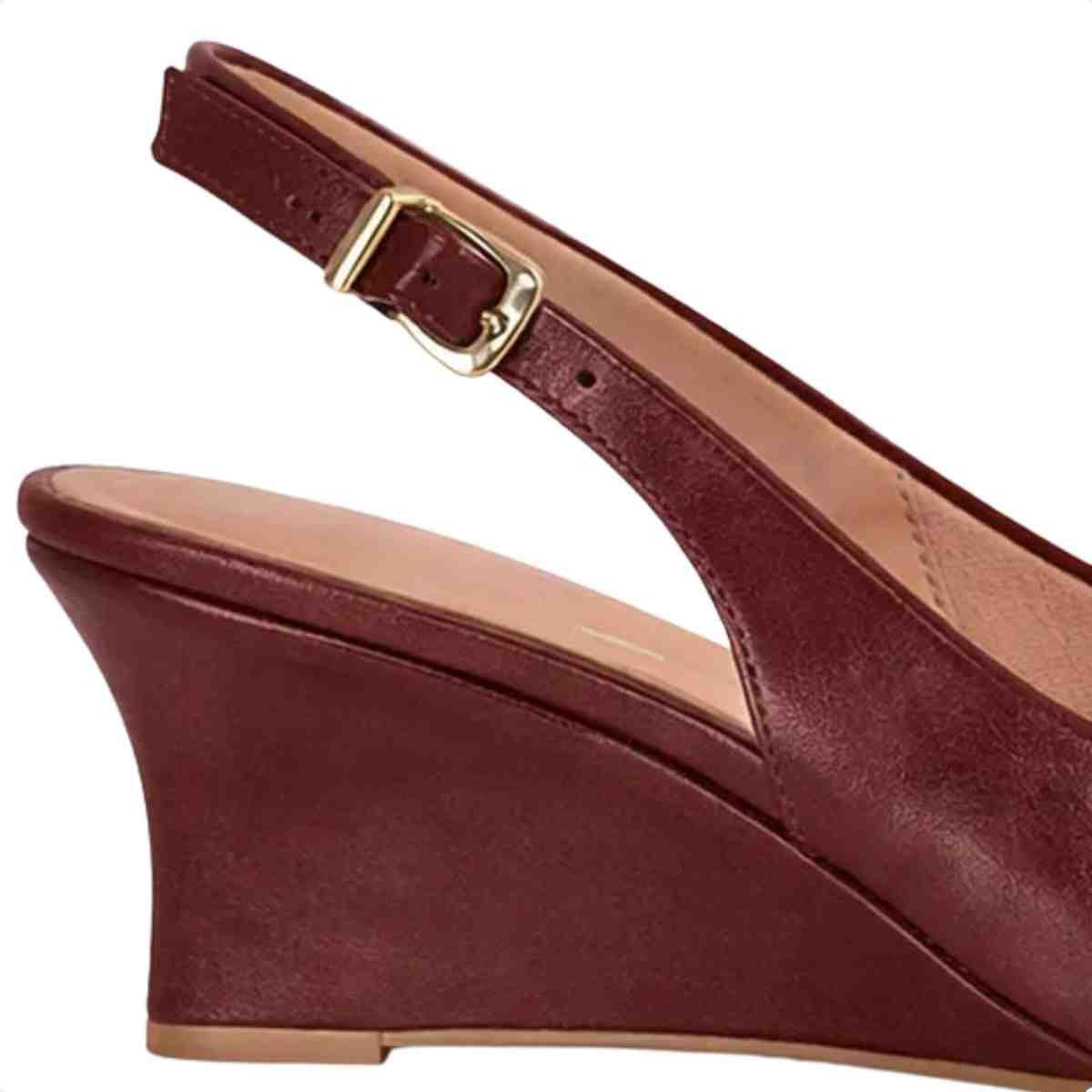 Sapato Feminino Slingback Anabela Vizzano Carmim Marrom 4