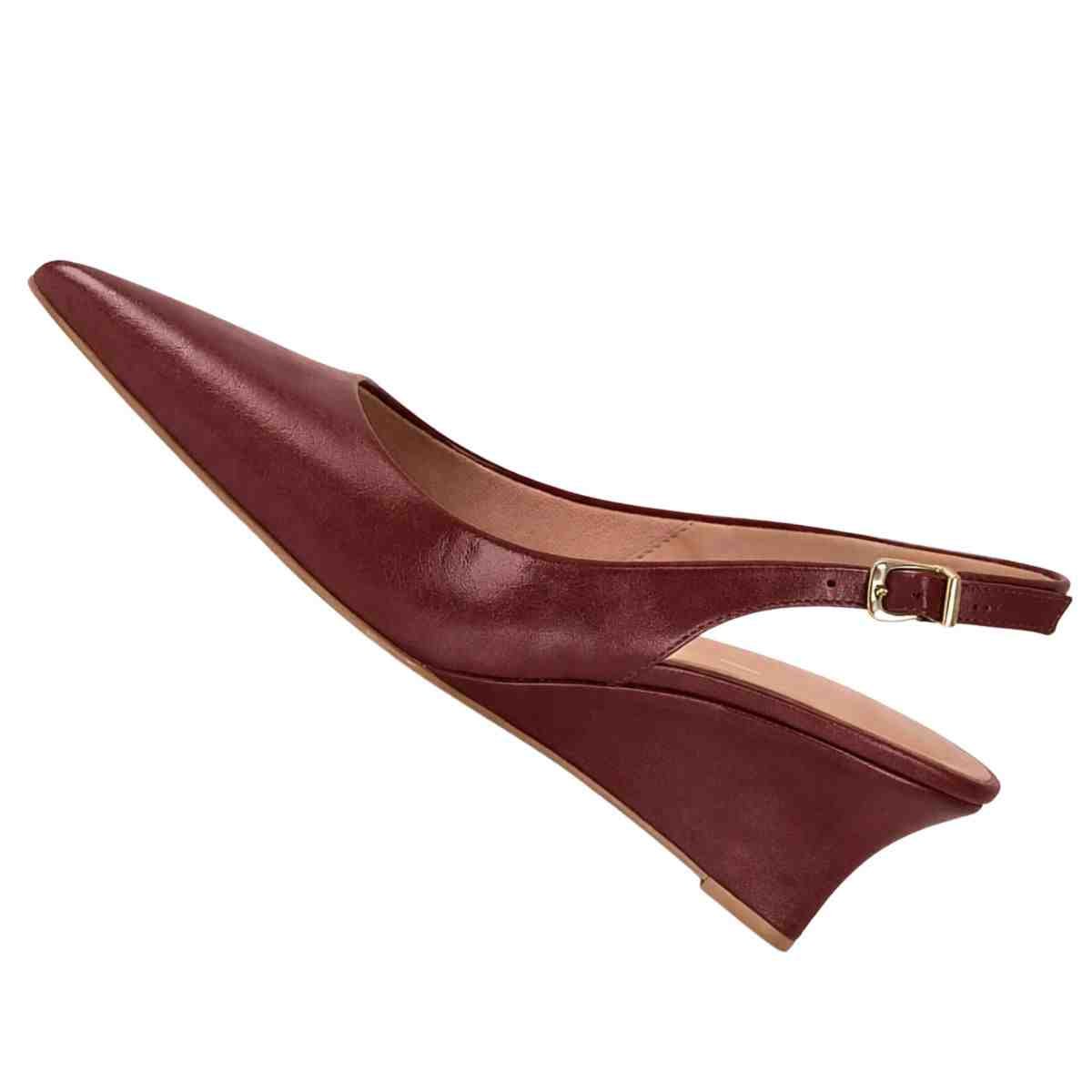 Sapato Feminino Slingback Anabela Vizzano Carmim Marrom 7