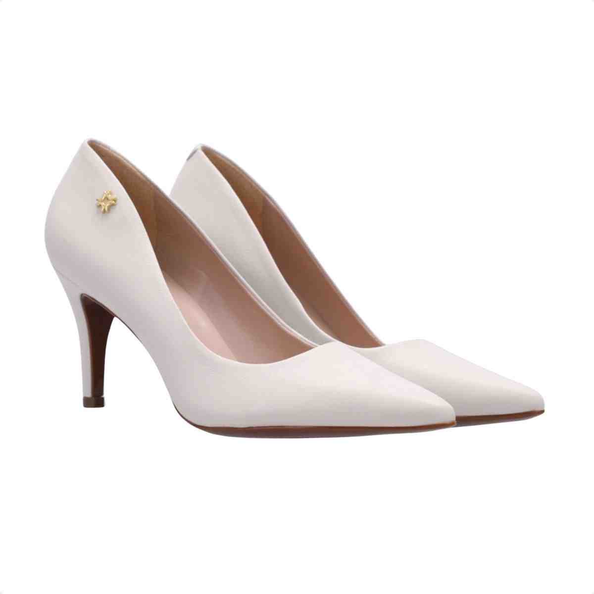 Sapato Salto Alto Fino Feminino Luz Da Lua Saara Panna Branco 2