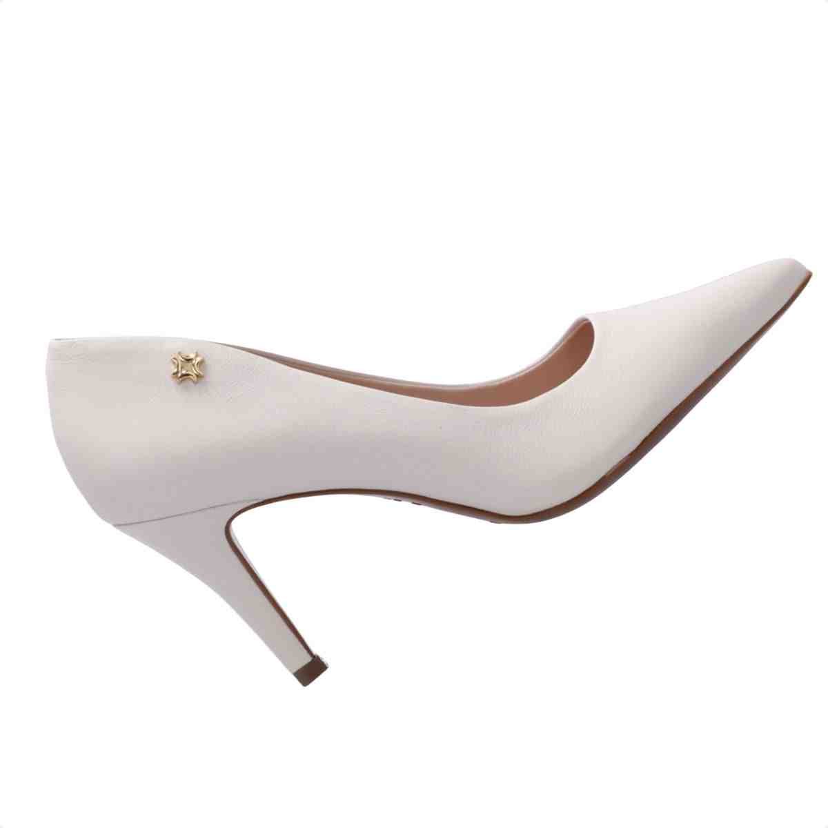 Sapato Salto Alto Fino Feminino Luz Da Lua Saara Panna Branco 5