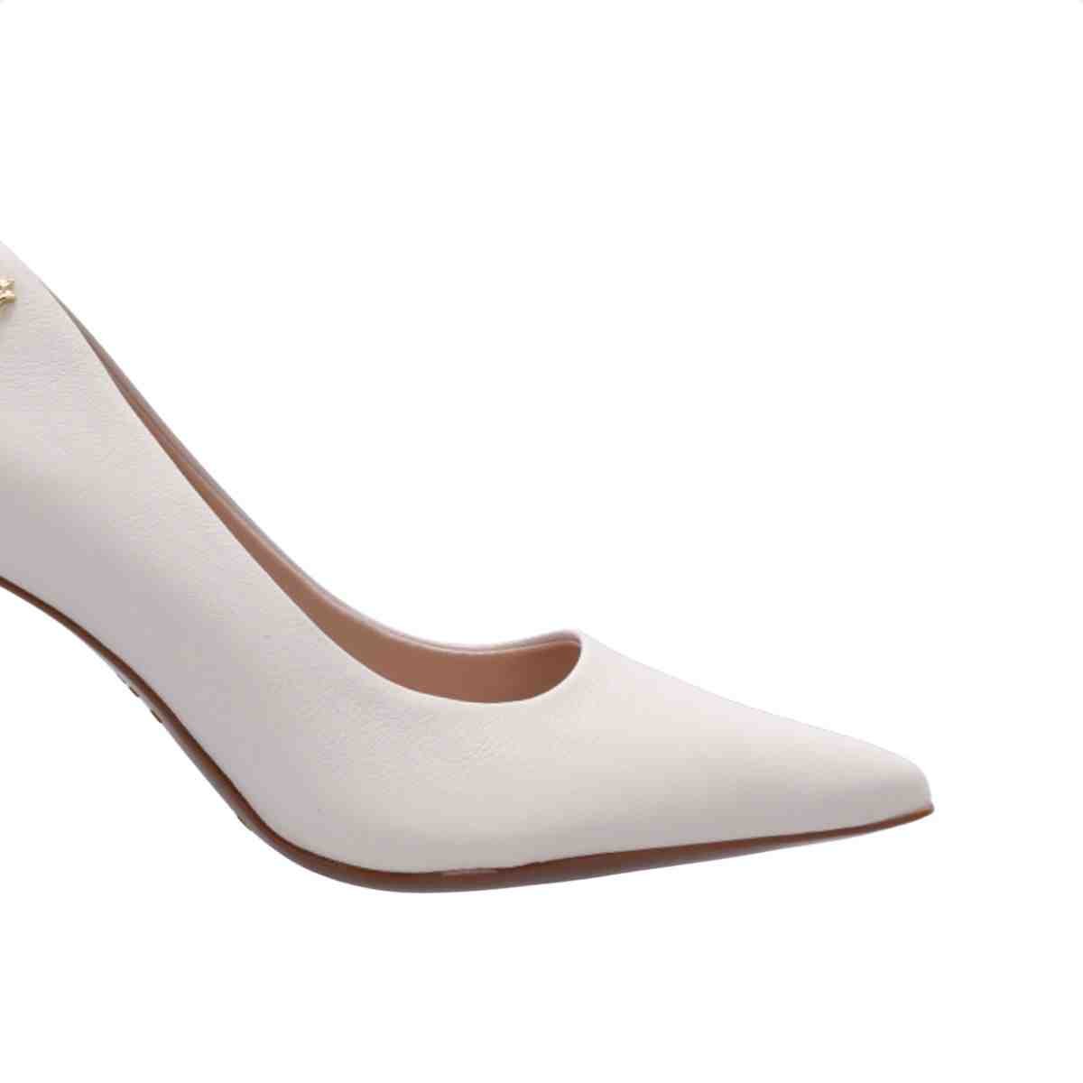 Sapato Salto Alto Fino Feminino Luz Da Lua Saara Panna Branco 6