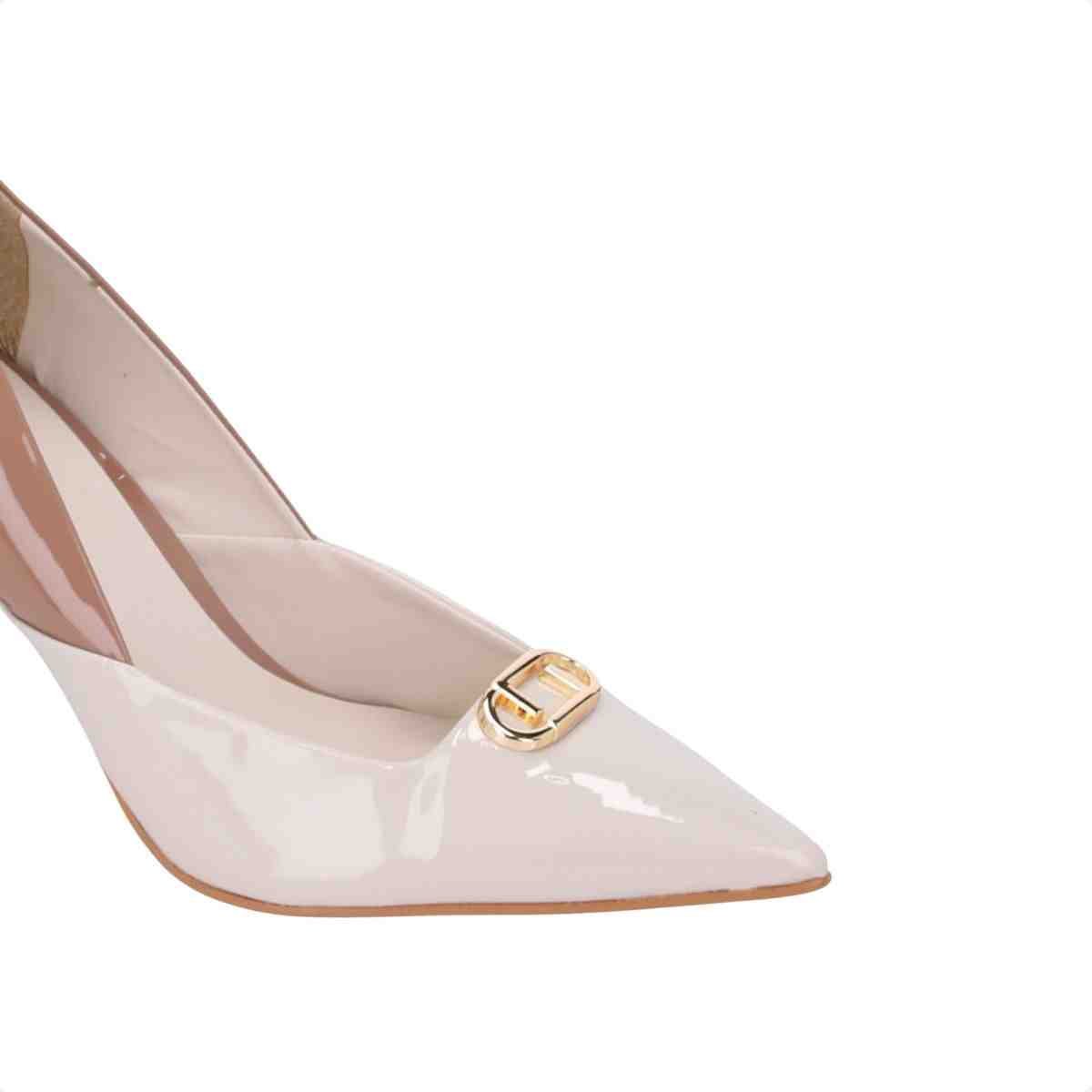 Sapato Salto Alto Grosso Feminino Luz Da Lua Panna Mousse Bege 3