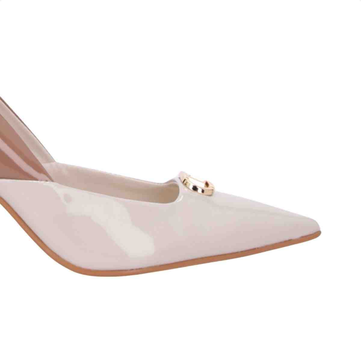 Sapato Salto Alto Grosso Feminino Luz Da Lua Panna Mousse Bege 6