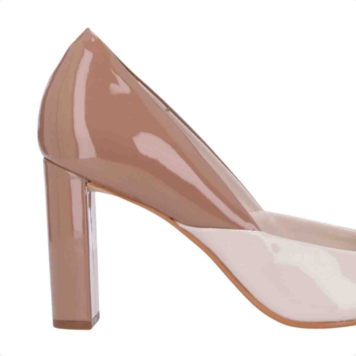 Sapato Salto Alto Grosso Feminino Luz Da Lua Panna Mousse Bege 7