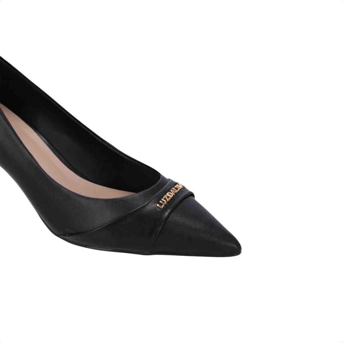 Sapato Salto Médio Fino Feminino Luz Da Lua Pelica Preto Preto 3