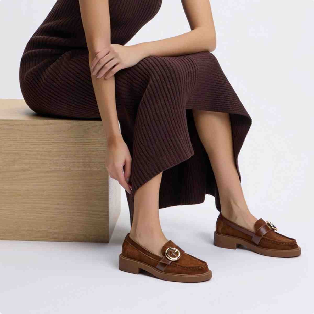 Sapato Mocassim Feminino Luz Da Lua Camurca Trufa Marrom 2