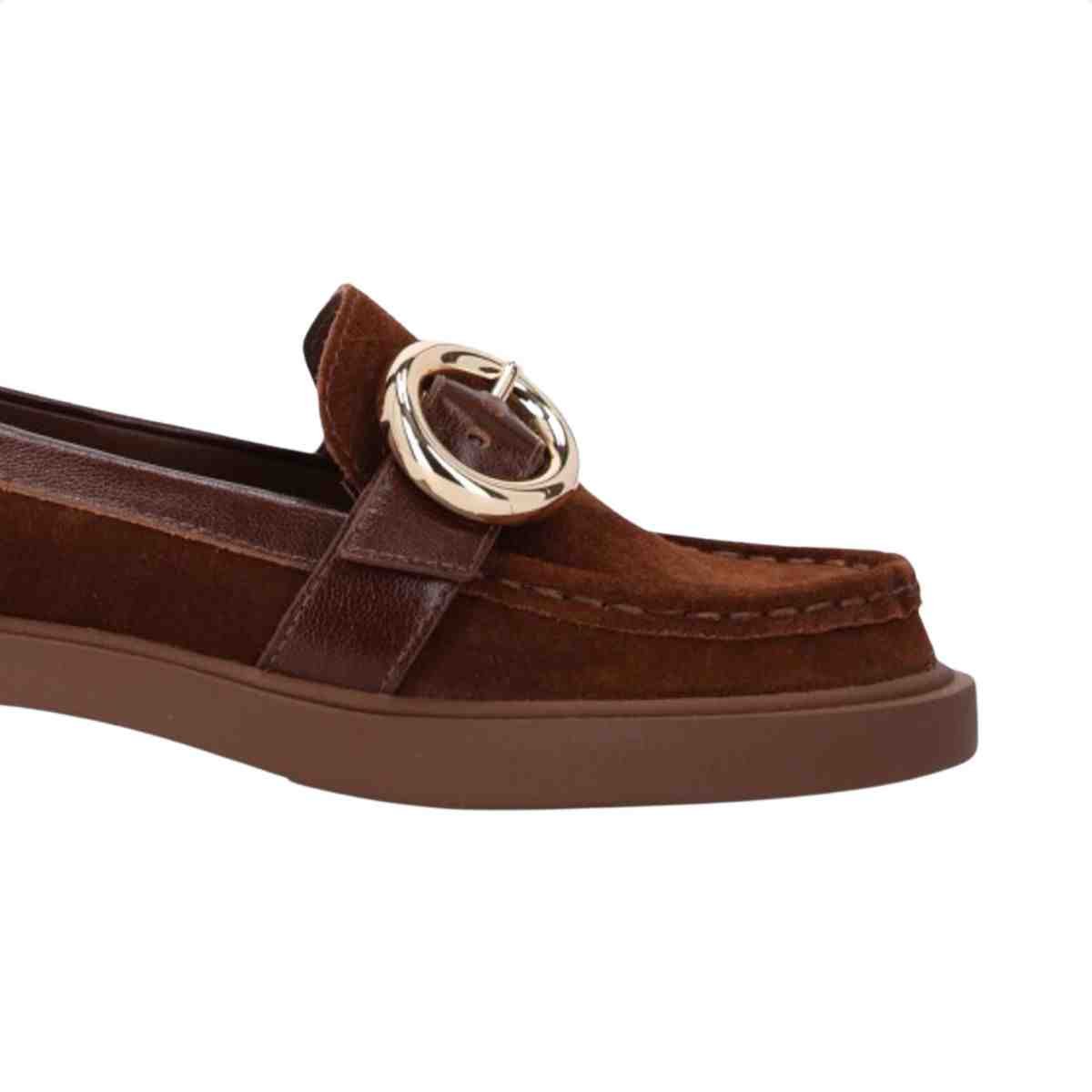 Sapato Mocassim Feminino Luz Da Lua Camurca Trufa Marrom 6