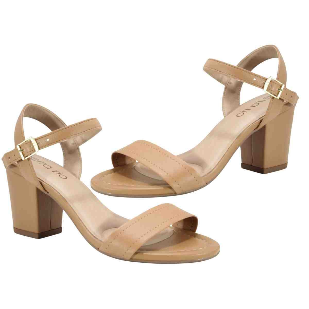 Sandália Feminina Salto Bloco Beira Rio Nude Bege 6