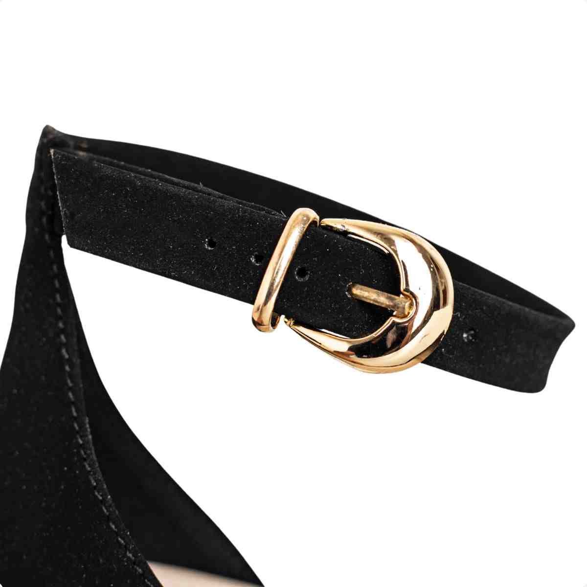 Scarpin Feminino Dm Nobuck Salto Médio Preto Preto 3