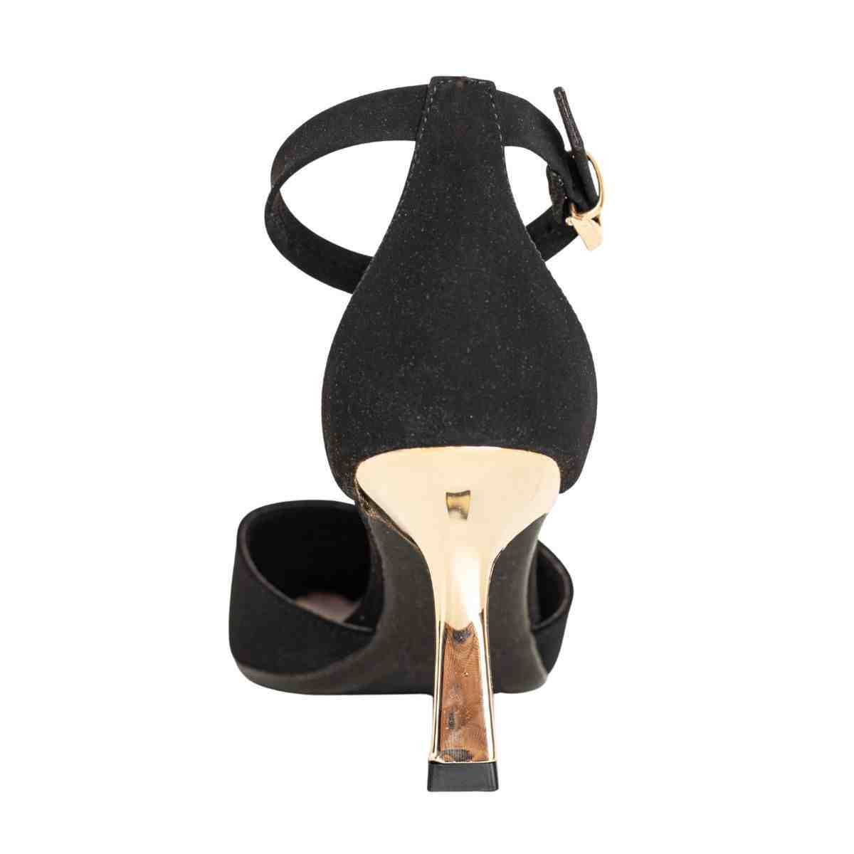 Scarpin Feminino Dm Nobuck Salto Médio Preto Preto 4