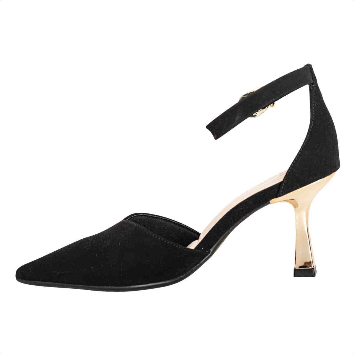 Scarpin Feminino Dm Nobuck Salto Médio Preto Preto 5